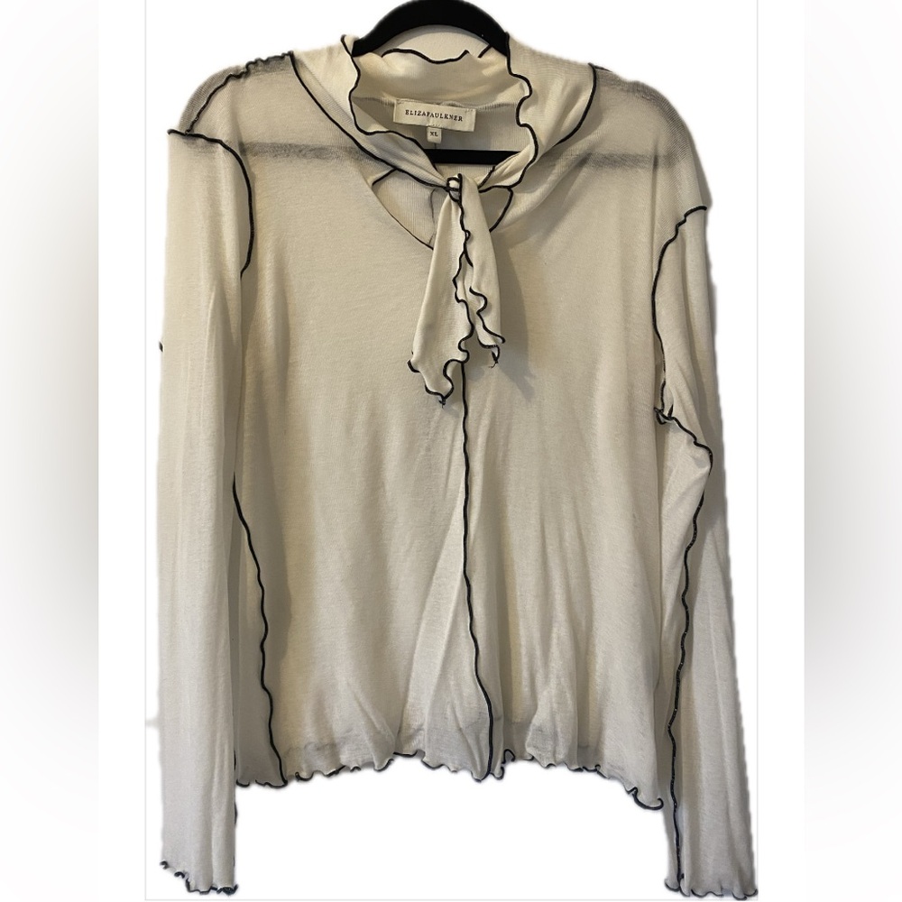 Ruffled Tie Front Blouse with Peter Pan Collar